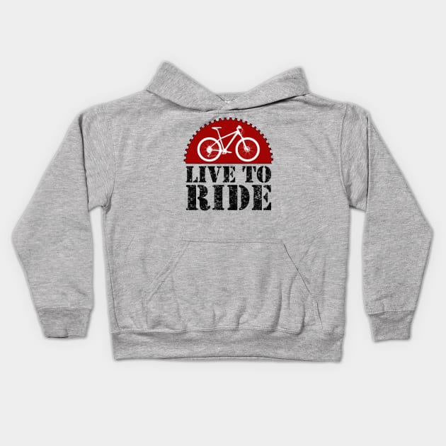 Live to ride Bycicle into a pinion sun art. Kids Hoodie by Drumsartco